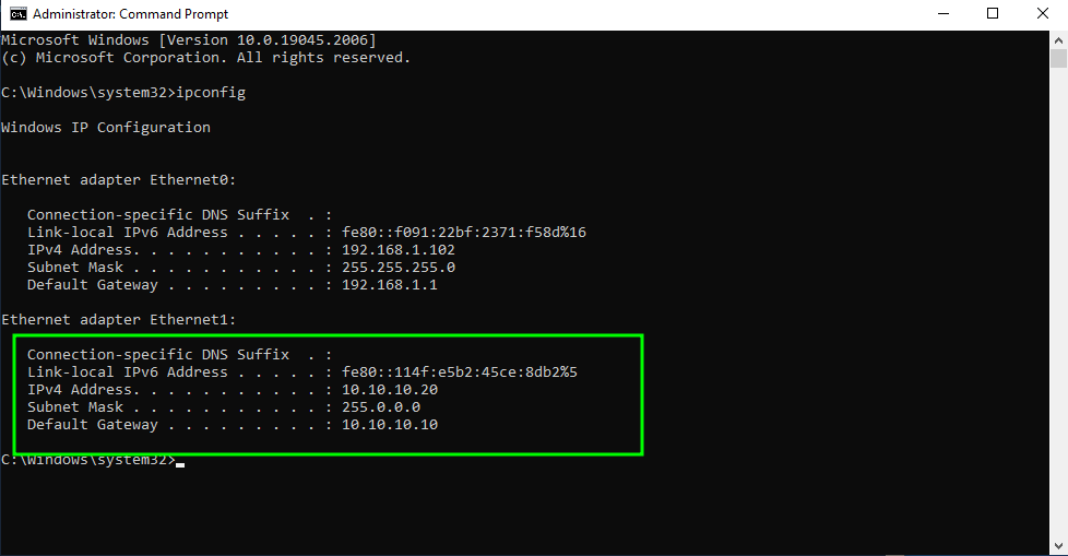 IP add config client 1