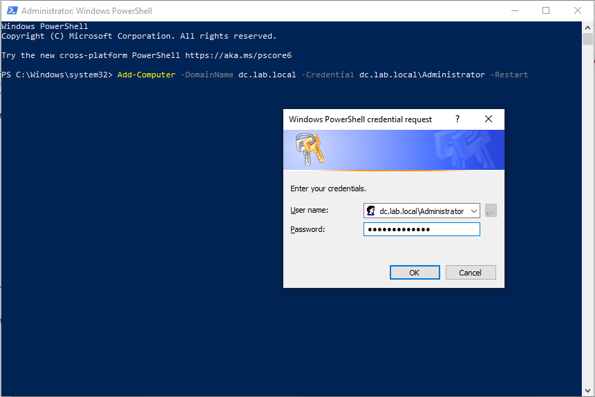 add client 1 to domain
