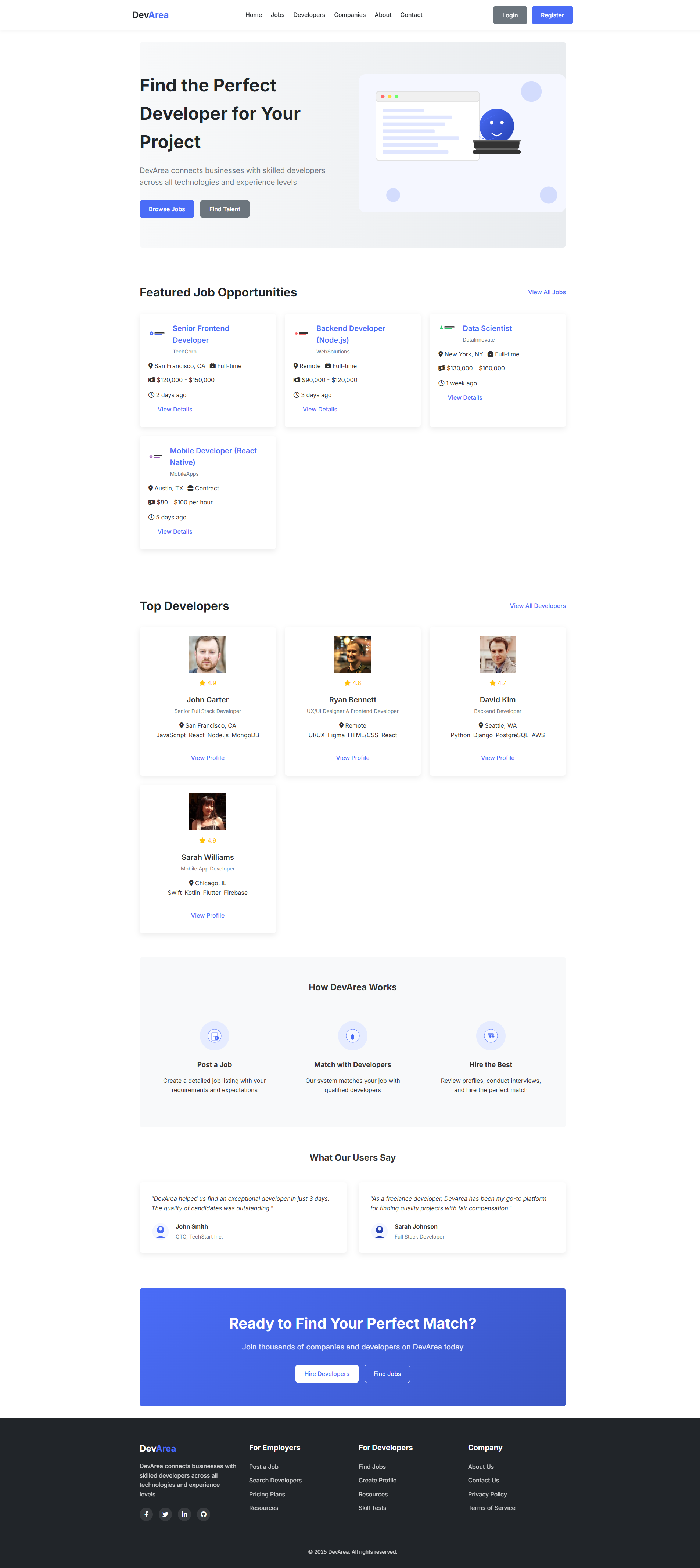 DevArea static homepage