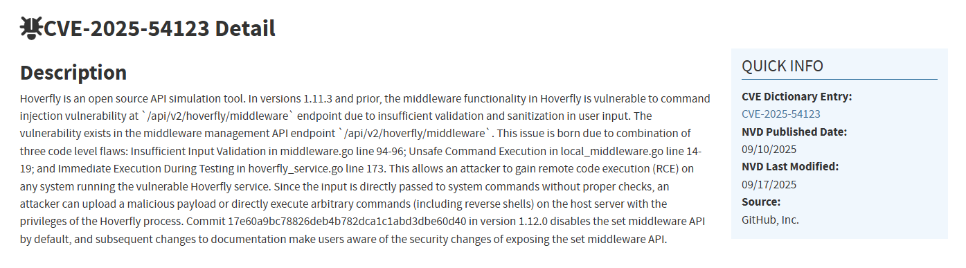 Middleware configuration panel in Hoverfly