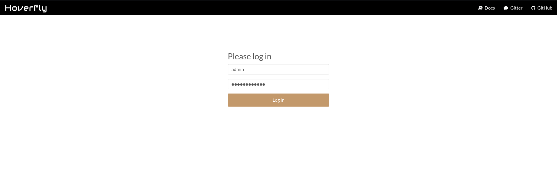 Hoverfly login page