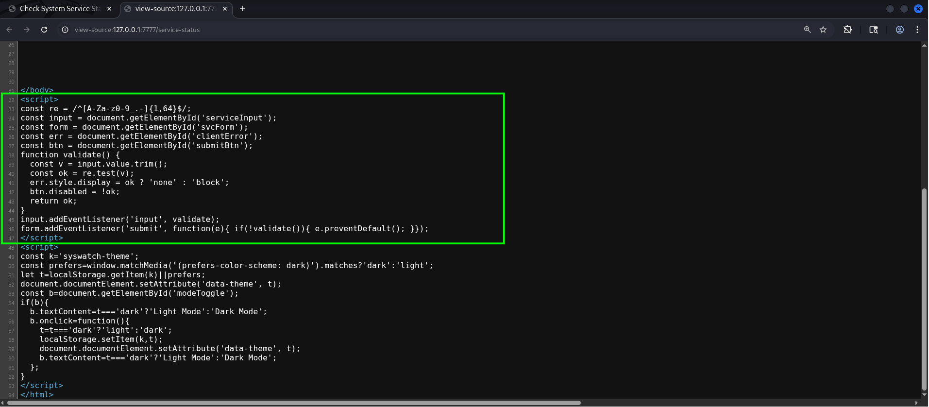 Client-side JS regex for input validation