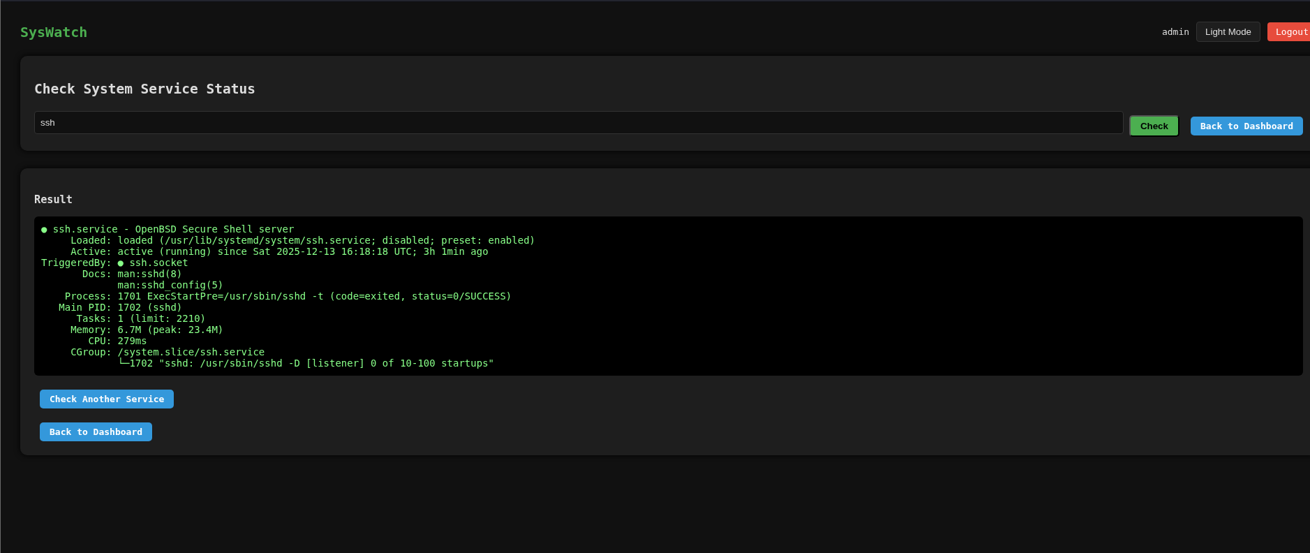 Service status lookup form